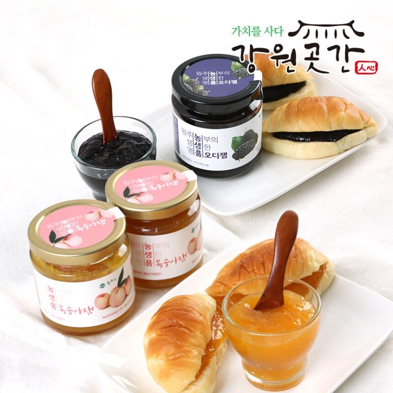 원주 치악산 명품 수제 오디잼 복숭아잼 280g x 3병 - 강원곳간.com