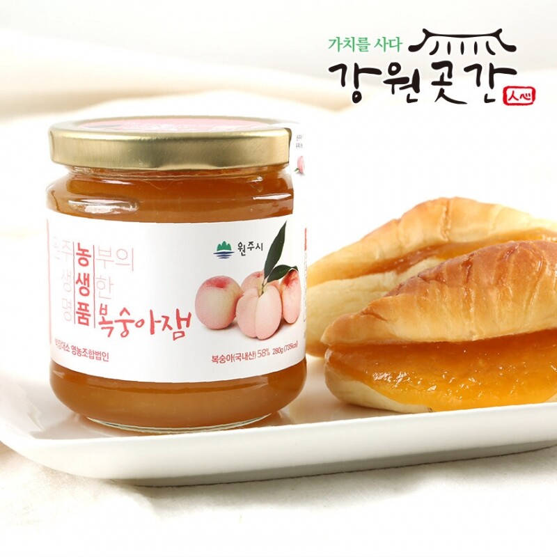 원주 치악산 명품 수제 오디잼 복숭아잼 280g x 3병 - 강원곳간.com