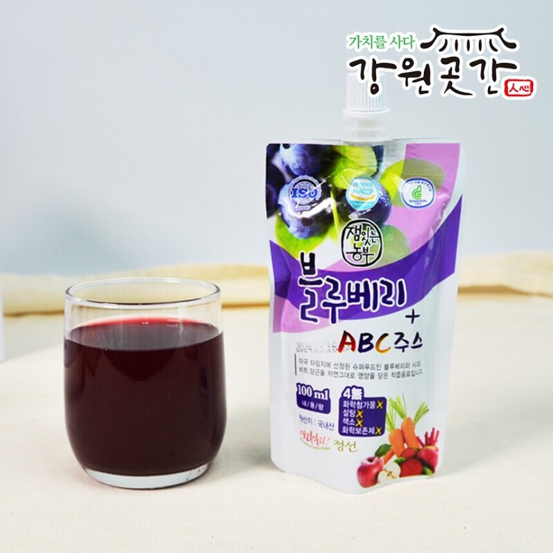 [정선] 잼있는농부 블루베리+ABC주스 100ml 25포 - 강원곳간.com