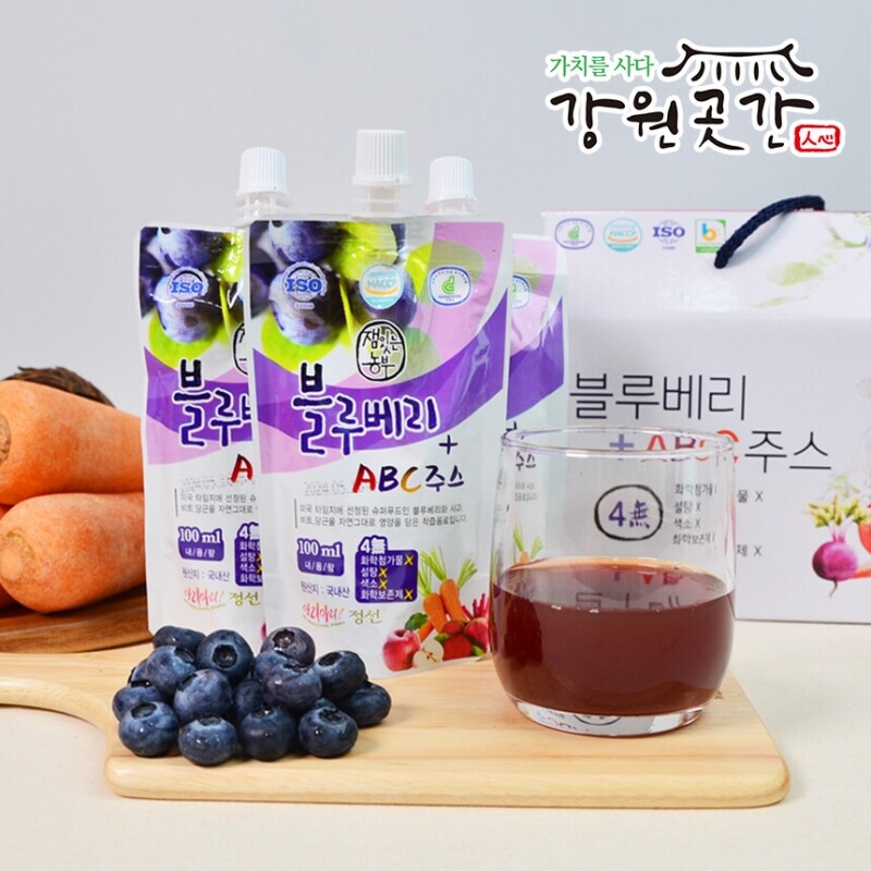 [정선] 잼있는농부 블루베리+ABC주스 100ml 25포 - 강원곳간.com