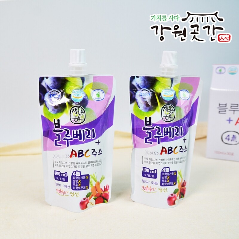 [정선] 잼있는농부 블루베리+ABC주스 100ml 25포 - 강원곳간.com