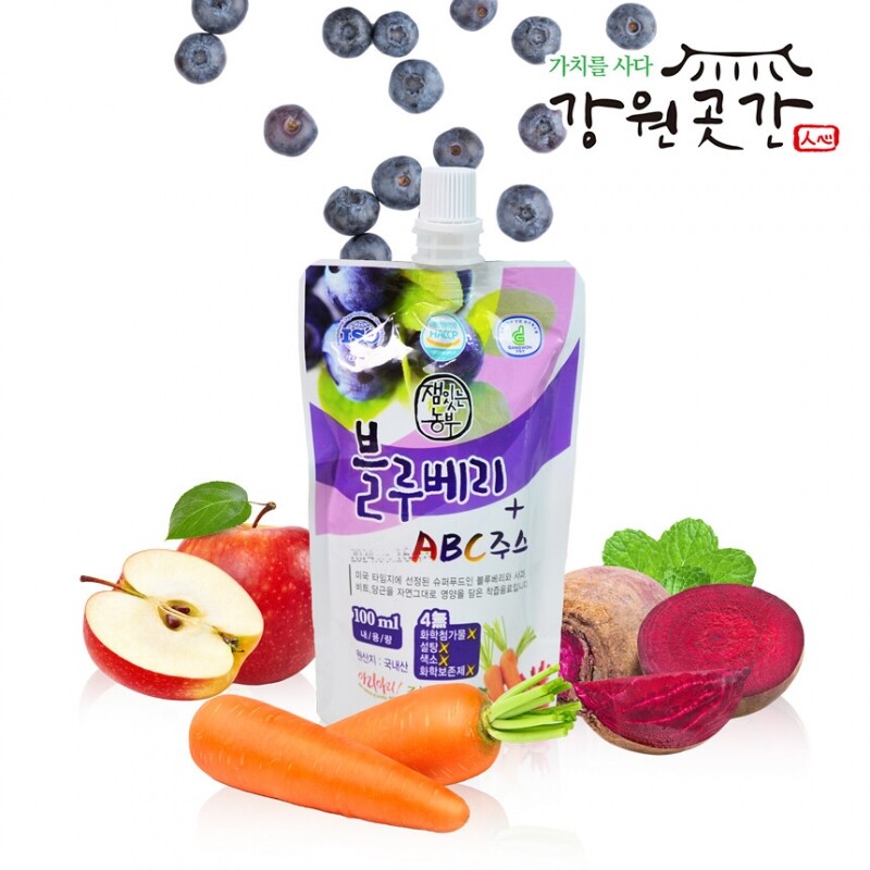 [정선] 잼있는농부 블루베리+ABC주스 100ml 25포 - 강원곳간.com