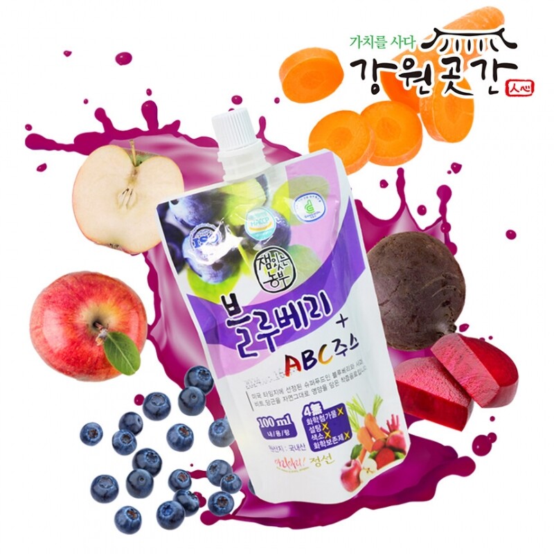 [정선] 잼있는농부 블루베리+ABC주스 100ml 25포 - 강원곳간.com