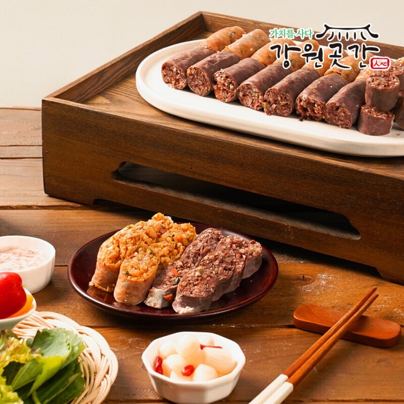 [속초] 속초 서락키친 김치해물순대 인삼 아바이순대 (슬라이스) 500g - 강원곳간.com