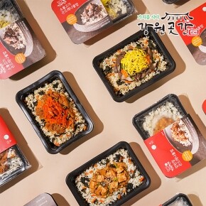 강원만찬 냉동도시락 6팩(한우 소불고기+매콤더덕제육+강된장+고추장닭갈비덮밥+찜닭덮밥+고기듬뿍카레 곤드레밥 각1팩씩)